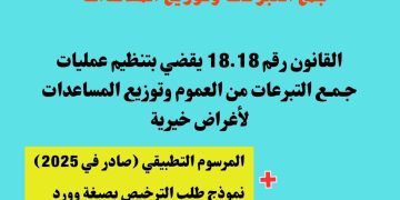 قانون رقم 18.18 يقضي بتنظيم عمليات جـمـع التبرعات من العموم وتوزيع المساعدات لأغراض خيرية ومرسومه التطبيقي 2025 (مع نموذج طلب الترخيص)